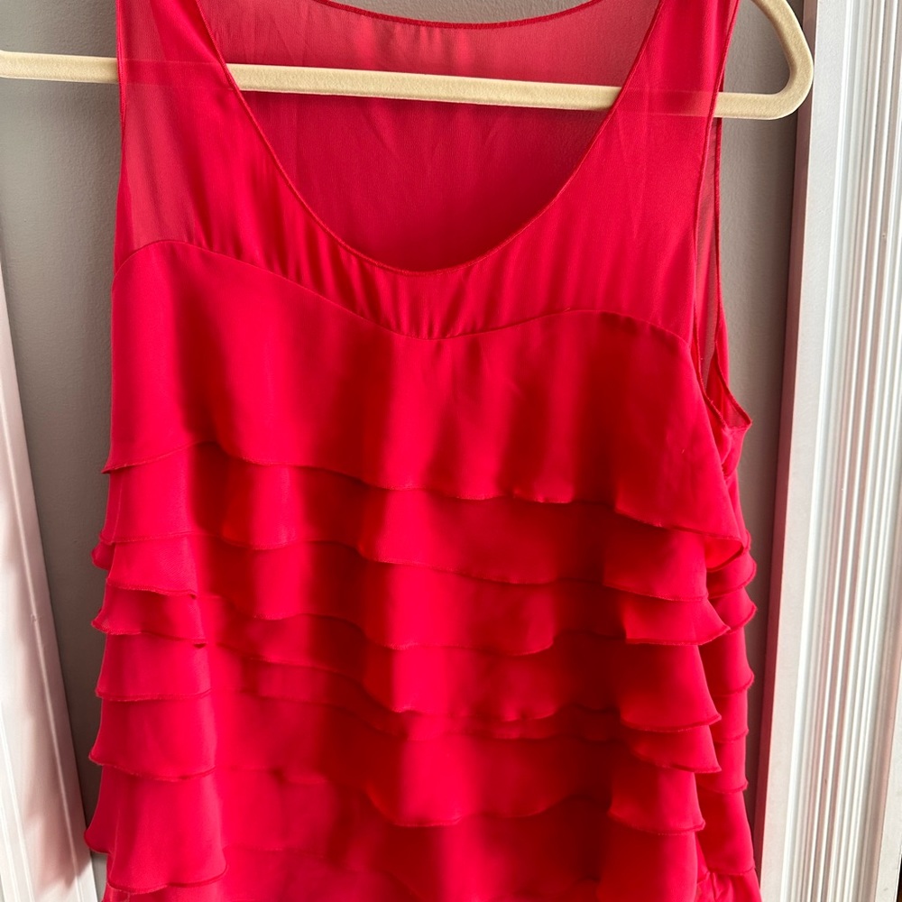 Express women’s ladies ruffled tiered tank top camisole large fuchsia